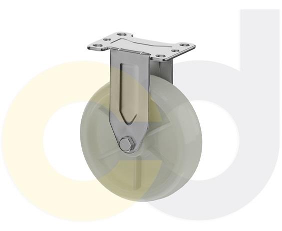 STAINLESS STEEL CASTERS - WHITE NYLON WHEELS