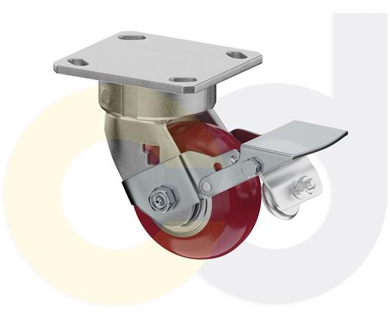 ZINC PLATED CASTERS - POLY ON ALUMINUM WHEELS