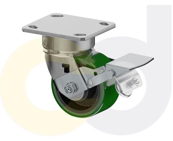 ZINC PLATED CASTERS - POLY ON CAST IRON WHEELS