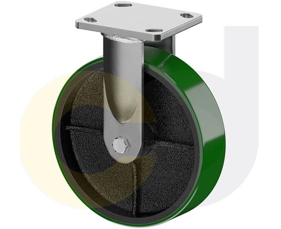 ZINC PLATED CASTERS - POLY ON CAST IRON WHEELS