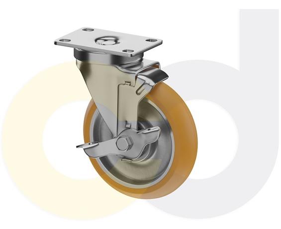 STAINLESS STEEL CASTERS - POLY ON ALUMINUM WHEELS
