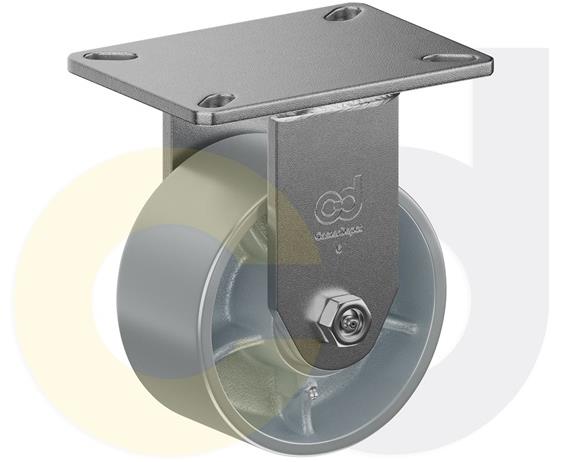 ZINC PLATED KINGPINLESS CASTERS- CAST IRON WHEELS