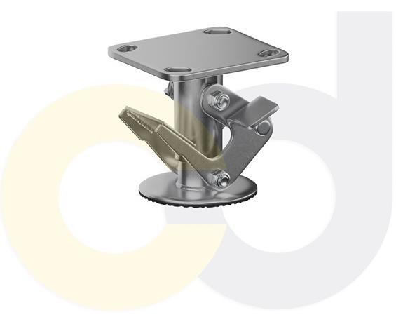 CASTERDEPOT FLOOR LOCKS - TOP PLATE 4 X 4.5 - STAINLESS STEEL PEDAL STYLE