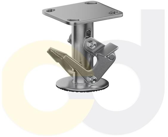 CASTERDEPOT FLOOR LOCKS - TOP PLATE 4 X 4.5 - STAINLESS STEEL PEDAL STYLE