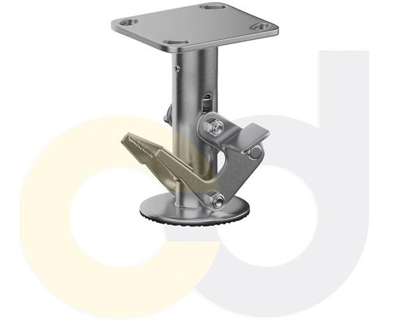 CASTERDEPOT FLOOR LOCKS - TOP PLATE 4 X 4.5 - STAINLESS STEEL PEDAL STYLE