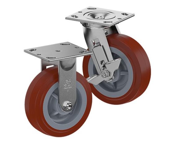 ZINC PLATED CASTERS - THERMO-URETHANE WHEELS