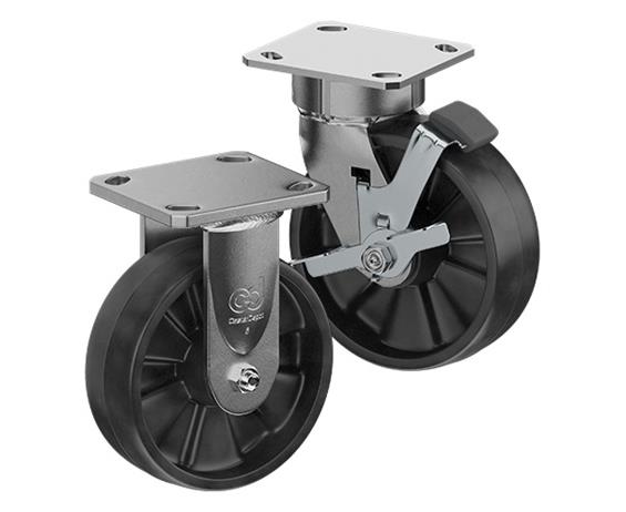 ZINC PLATED CASTERS - GLASS-FILLED NYLON WHEELS