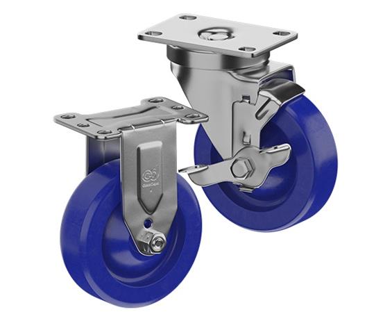 STAINLESS STEEL CASTERS - SOLID URETHANE WHEELS