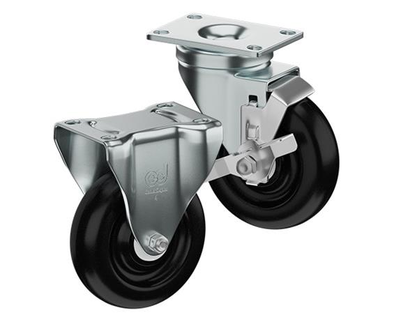 ZINC PLATED CASTERS - POLYOLEFIN WHEELS