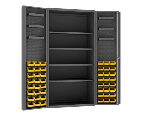 HEAVY DUTY ALL-WELDED BIN &amp; SHELF 14 GA. STEEL STORAGE CABINETS