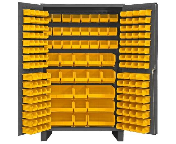 HEAVY DUTY ALL-WELDED BIN &amp; SHELF 14 GA. STEEL STORAGE CABINETS
