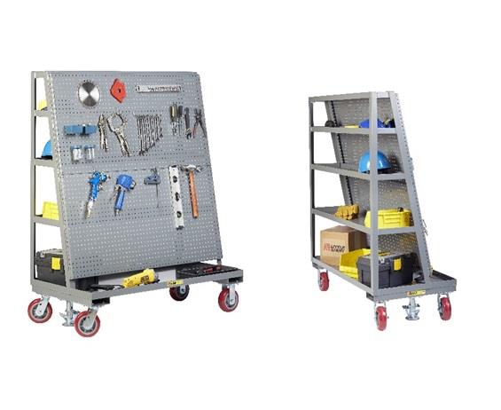 ALL-WELDED MOBILE PEGBOARD WITH BACK SHELF STORAGE