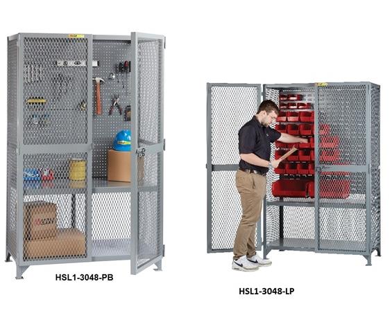 ALL-WELDED TOOL STORAGE LOCKER WITH PEGBOARD OR LOUVERED PANELS