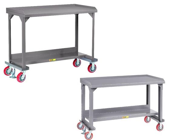 ALL-WELDED MOBILE WORKBENCH WITH BACK AND END STOPS