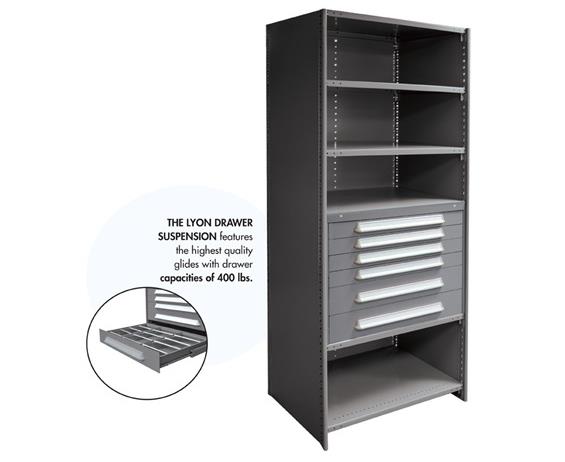 MODULAR DRAWERS FOR 36" WIDE LYON INDUSTRIAL CLIP SHELVING