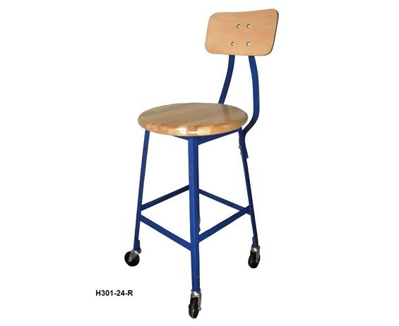 INDUSTRIAL SHOP STOOLS - WOOD SEAT WITH BACKREST