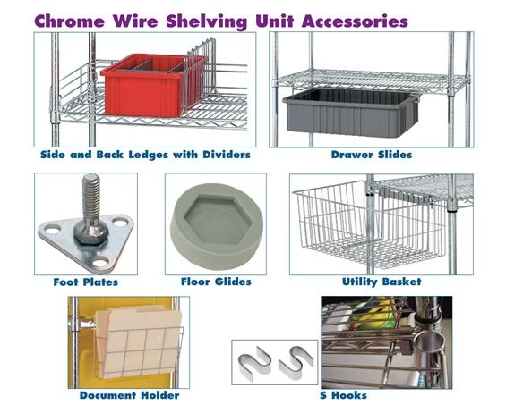 CHROME WIRE SHELVING UNIT ACCESSORIES