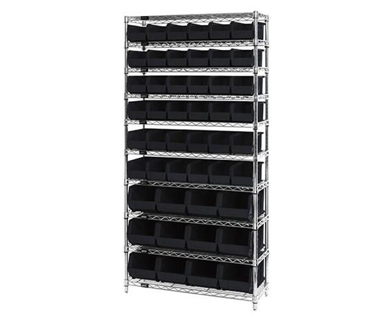 CHROME WIRE SHELVING UNITS WITH ULTRA BINS