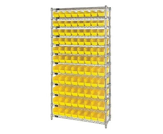 CHROME WIRE SHELVING UNITS WITH SHELF BINS