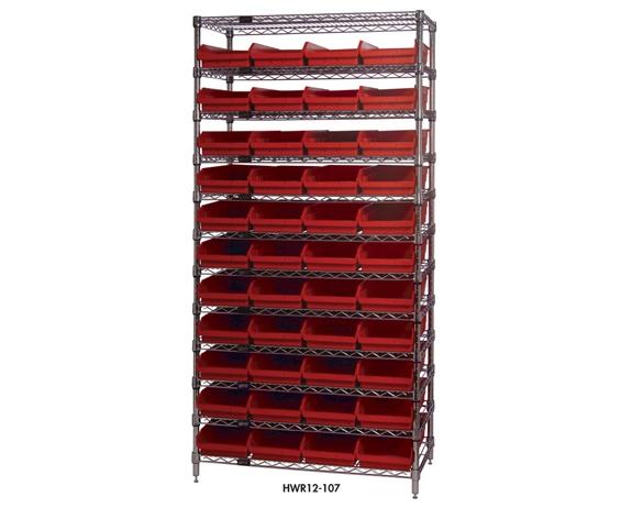 CHROME WIRE SHELVING UNITS WITH SHELF BINS