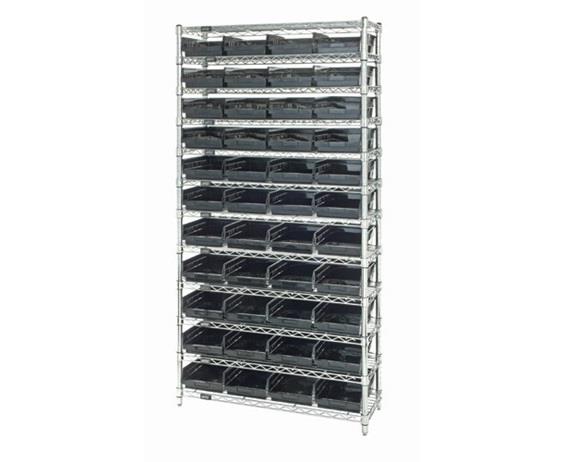 CHROME WIRE SHELVING UNITS WITH SHELF BINS