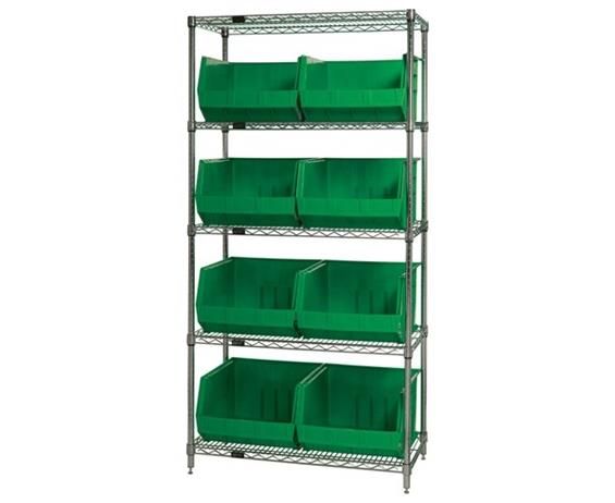 CHROME WIRE SHELVING UNITS WITH ULTRA BINS