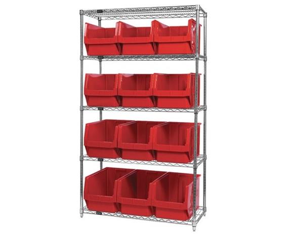 CHROME WIRE SHELVING UNITS WITH MAGNUM BINS