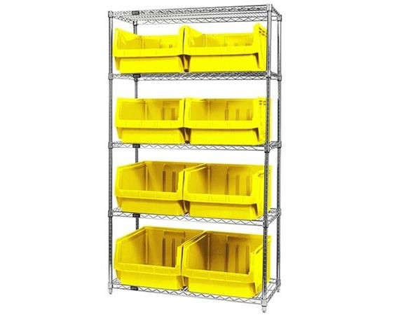 CHROME WIRE SHELVING UNITS WITH MAGNUM BINS