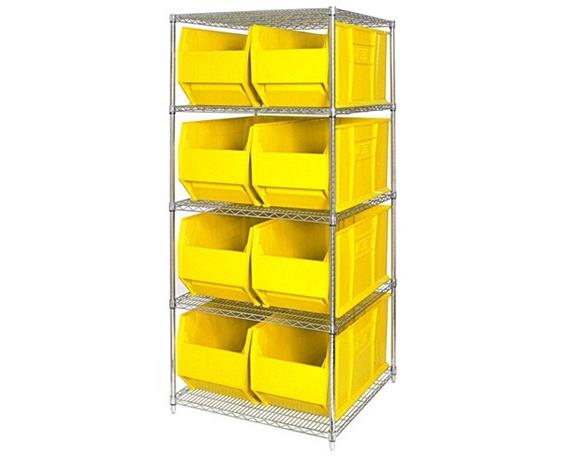 CHROME WIRE SHELVING UNITS WITH HULK CONTAINERS