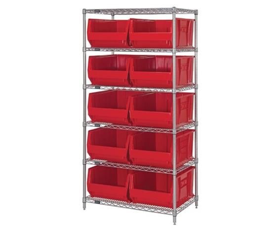 CHROME WIRE SHELVING UNITS WITH HULK CONTAINERS