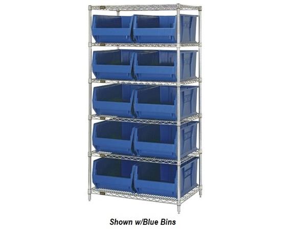 CHROME WIRE SHELVING UNITS WITH HULK CONTAINERS