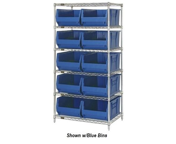 CHROME WIRE SHELVING UNITS WITH HULK CONTAINERS