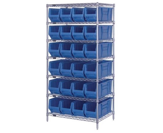 CHROME WIRE SHELVING UNITS WITH HULK CONTAINERS