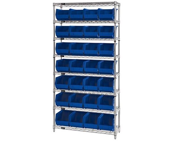 CHROME WIRE SHELVING UNITS WITH ULTRA BINS