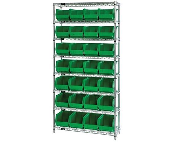 CHROME WIRE SHELVING UNITS WITH ULTRA BINS