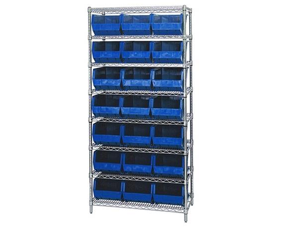 CHROME WIRE SHELVING UNITS WITH ULTRA BINS