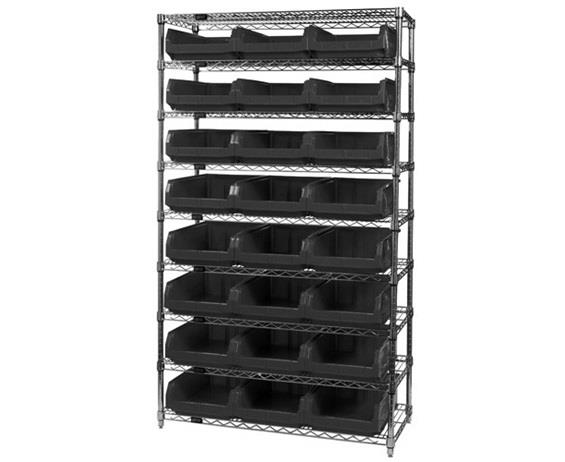 CHROME WIRE SHELVING UNITS WITH MAGNUM BINS