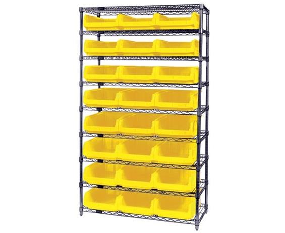 CHROME WIRE SHELVING UNITS WITH MAGNUM BINS