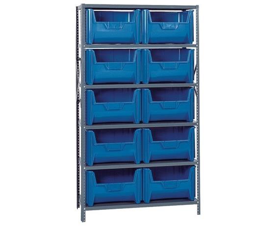 SHELVING UNITS WITH STACKABLE STORAGE BINS