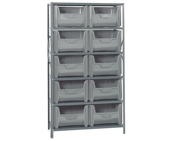 SHELVING UNITS WITH STACKABLE STORAGE BINS