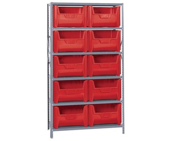SHELVING UNITS WITH STACKABLE STORAGE BINS
