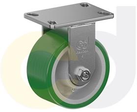 ZINC PLATED KINGPINLESS CASTER- POLY ON CAST IRON WHEELS