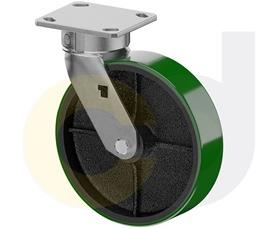 ZINC PLATED CASTERS - POLY ON CAST IRON WHEELS