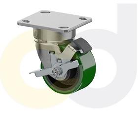 ZINC PLATED CASTERS - POLY ON CAST IRON WHEELS