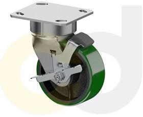 ZINC PLATED CASTERS - POLY ON CAST IRON WHEELS