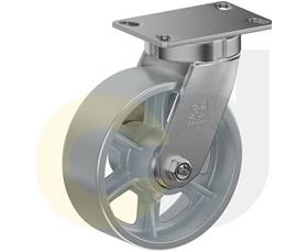 ZINC PLATED KINGPINLESS CASTER- CAST IRON WHEELS