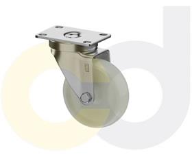 STAINLESS STEEL CASTERS - WHITE NYLON WHEELS