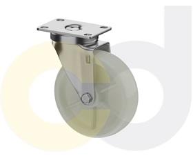 STAINLESS STEEL CASTERS - WHITE NYLON WHEELS