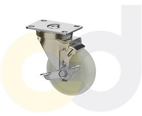 STAINLESS STEEL CASTERS - WHITE NYLON WHEELS