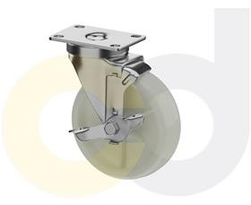 STAINLESS STEEL CASTERS - WHITE NYLON WHEELS